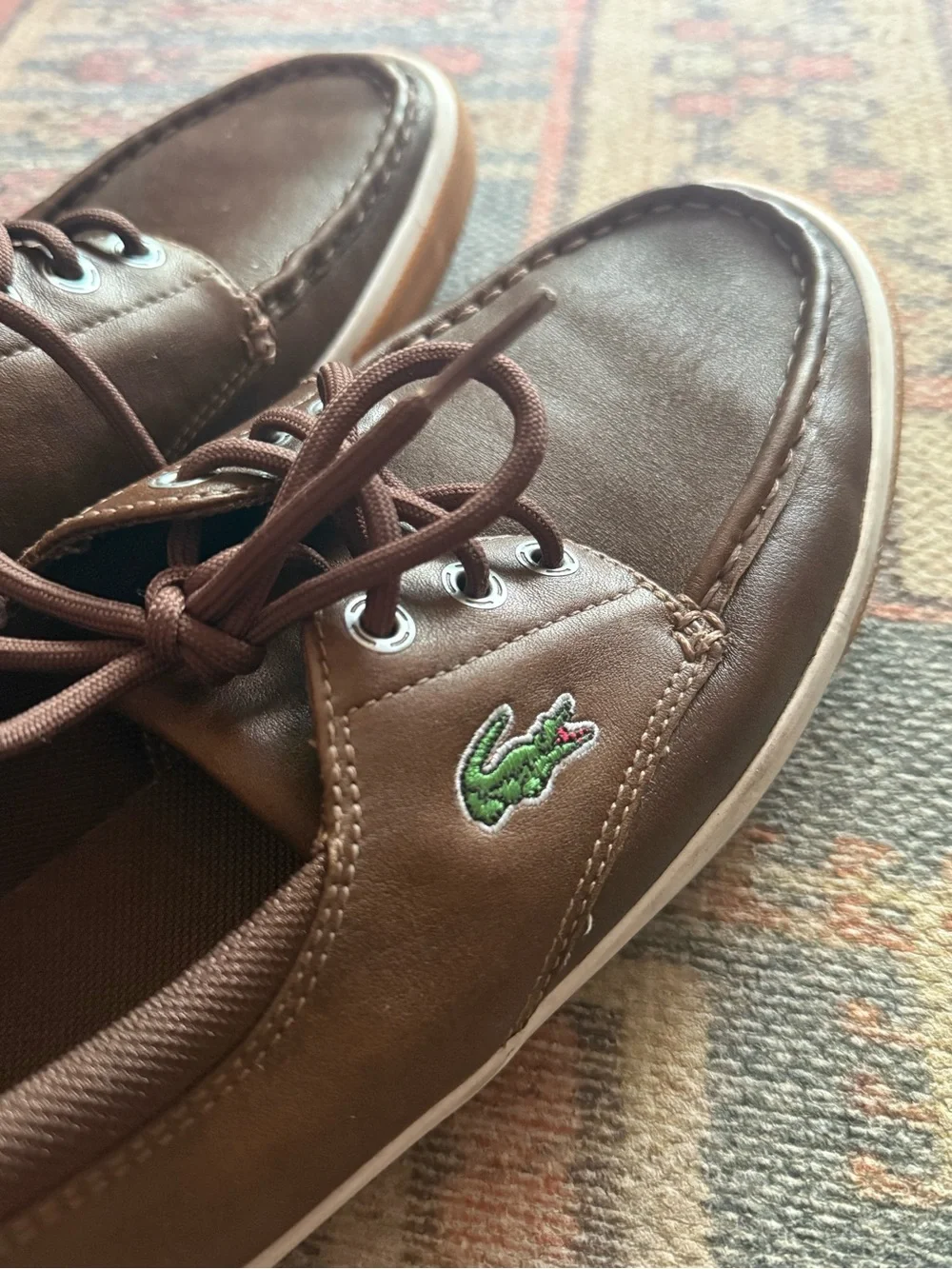 Lacoste Men's Brown Leather Boat Shoes